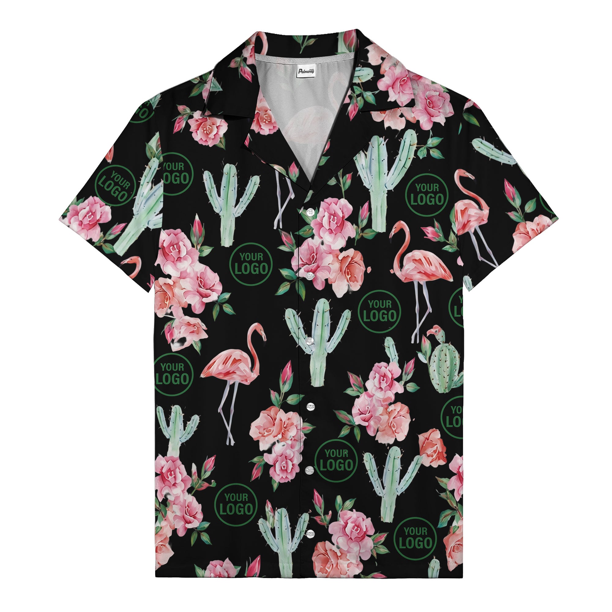 watercolor flamingos & cacti coral pink hawaiian shirt for men
