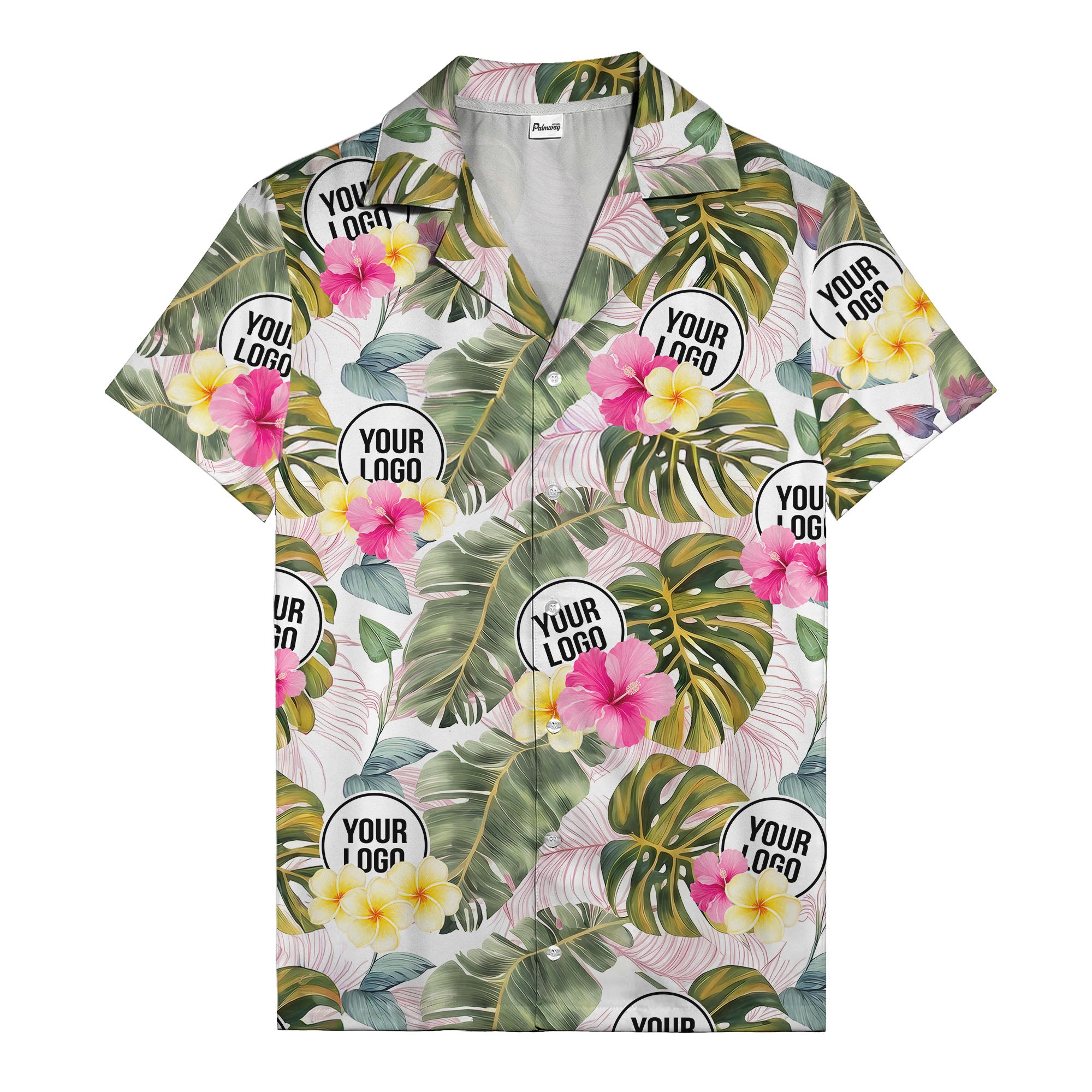 watercolor monstera hibiscus floral hawaiian shirt for men