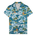 watercolor ocean waves palm trees surfboards hawaiian shirt for men