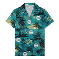 watercolor palm tree sunset sailboat hawaiian shirt