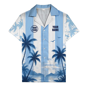 watercolor palm trees over ocean waves hawaiian shirt for men