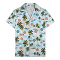 watercolor palm trees & surfboards island repeat hawaiian shirt