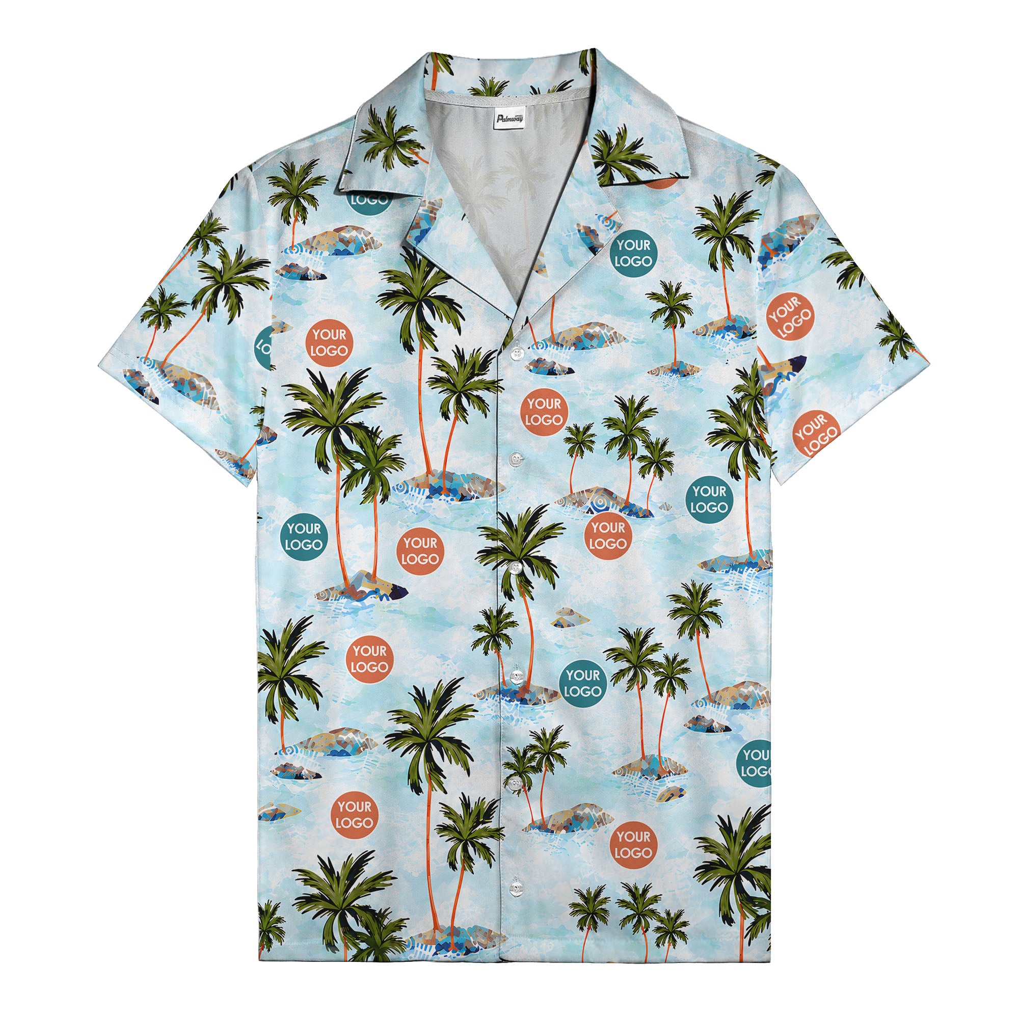 watercolor palm trees & surfboards island repeat hawaiian shirt
