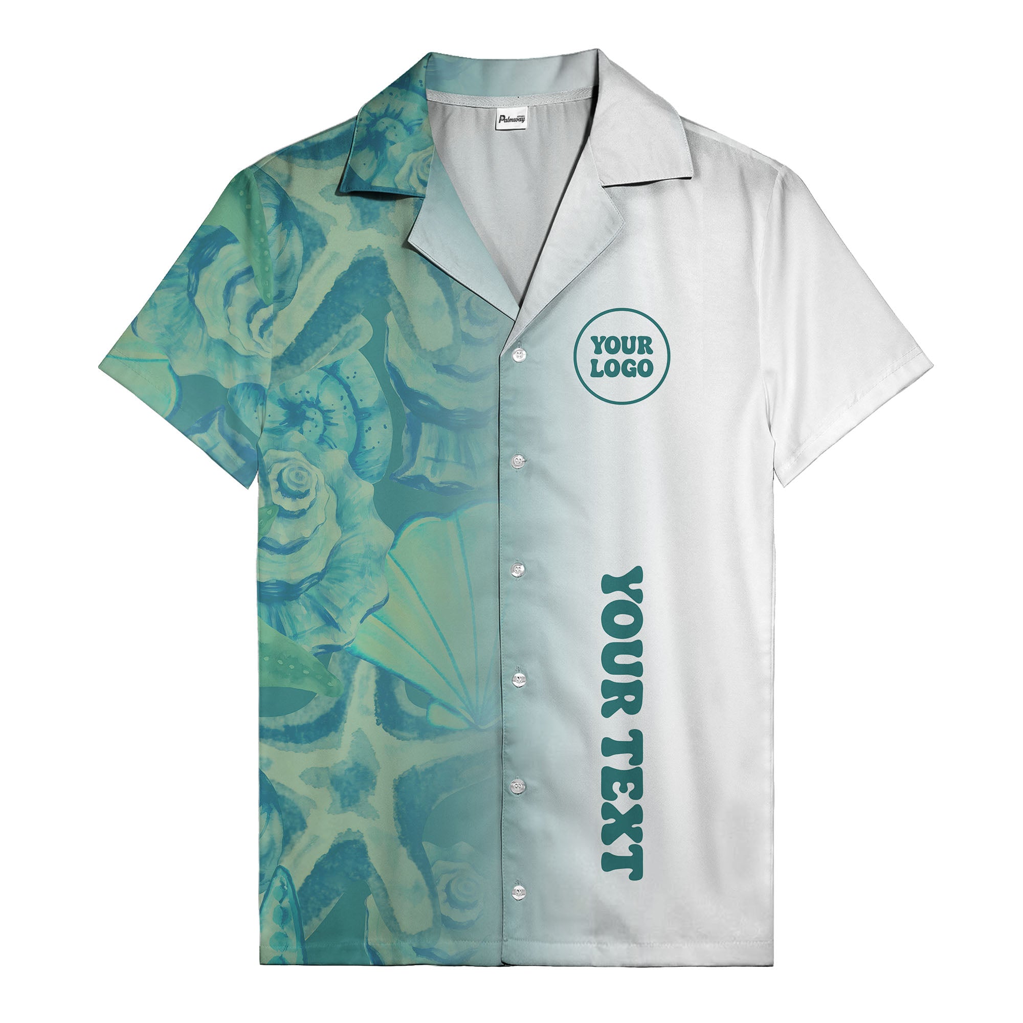 watercolor rose petal vertical name personalized teal hawaiian shirt