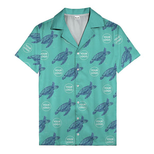 watercolor sea turtle repeat hawaiian shirt with custom logo slots