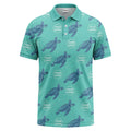 watercolor sea turtle repeat navy blue polo shirt for men