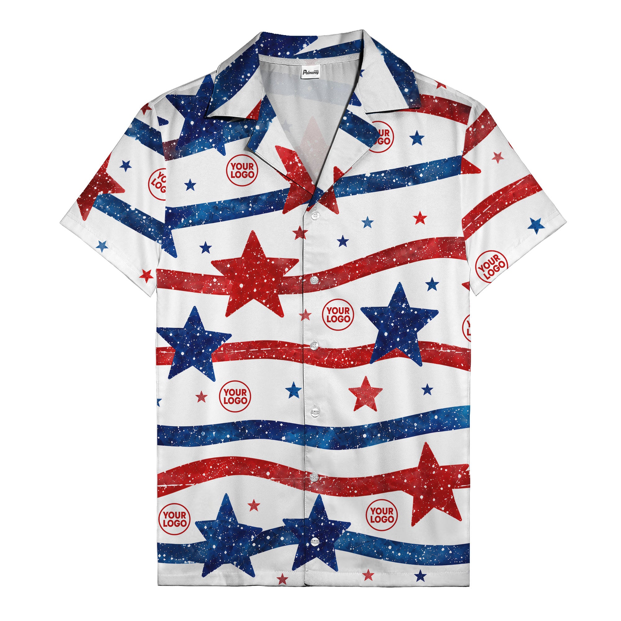 watercolor stars & stripes american flag hawaiian shirt for men