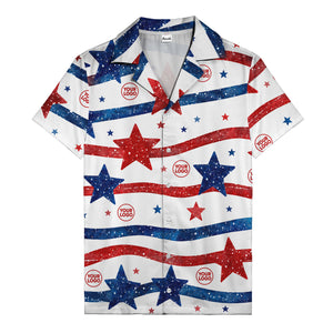 watercolor stars & stripes american flag hawaiian shirt for men
