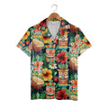 Watercolor Tiki Mask Hawaiian Shirt with Coconuts on Navy Blue
