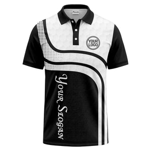 wave hexagon graphic golf polo shirt with custom logo