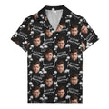 wedding announcement faces & palm trees illustrated fun hawaiian shirt for men