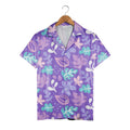 Whimsical Abstract Botanical Hawaiian Shirt in Lavender and Pink