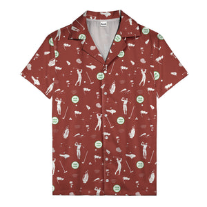Whimsical Golfers Palm Wave Hawaiian Shirt Aloha Button Down Shirt