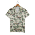 WWII Military Plane Hawaiian Shirt - P-40 Warhawk Shark Teeth Tropical Print