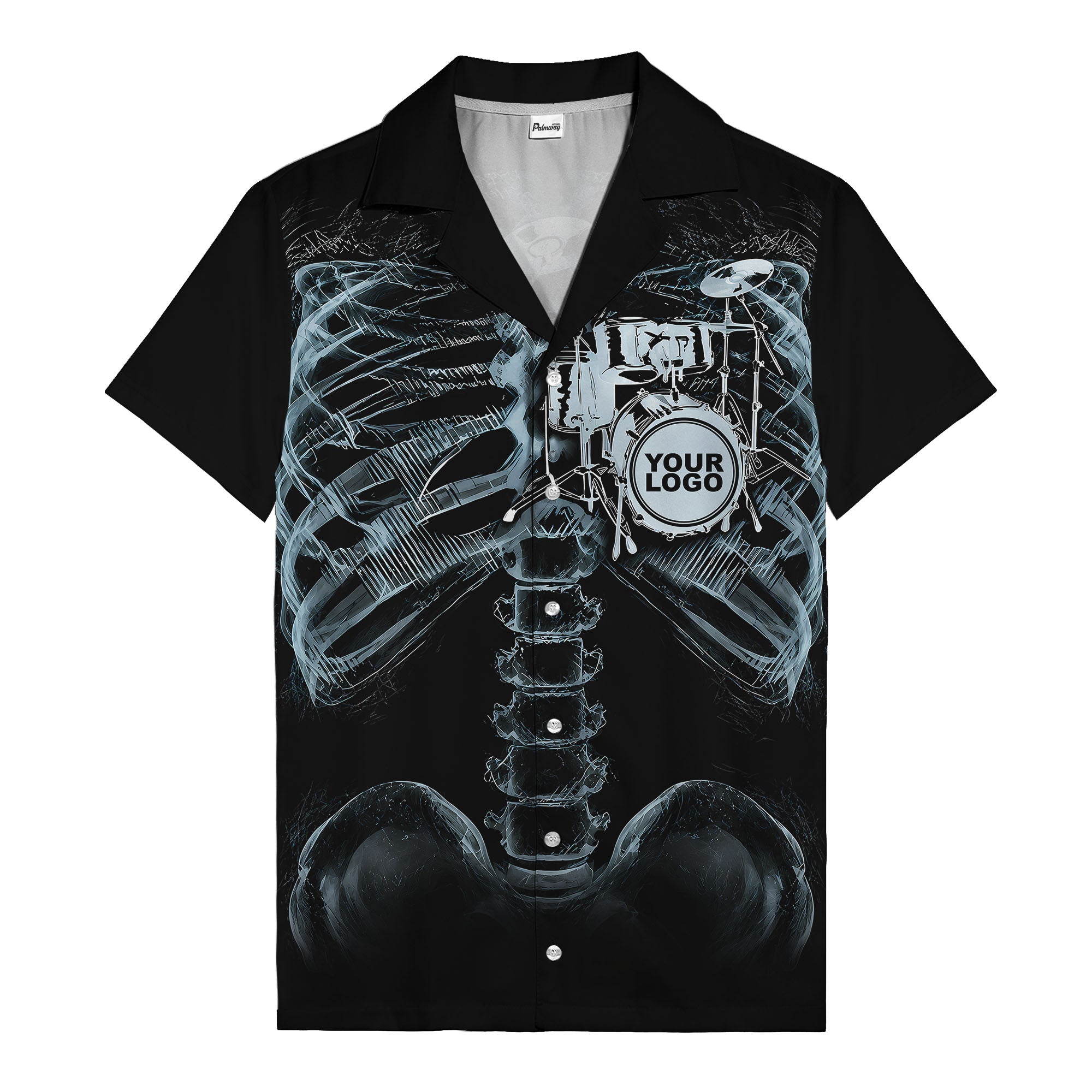 X-Ray Skeleton Rock Band Drum & Guitar Hawaiian Shirt