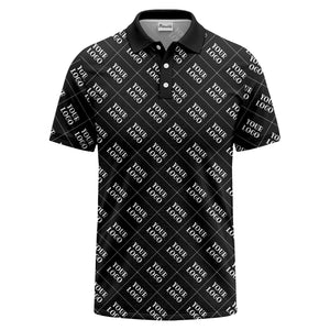 your logo diamond grid monochrome custom polo shirt for men