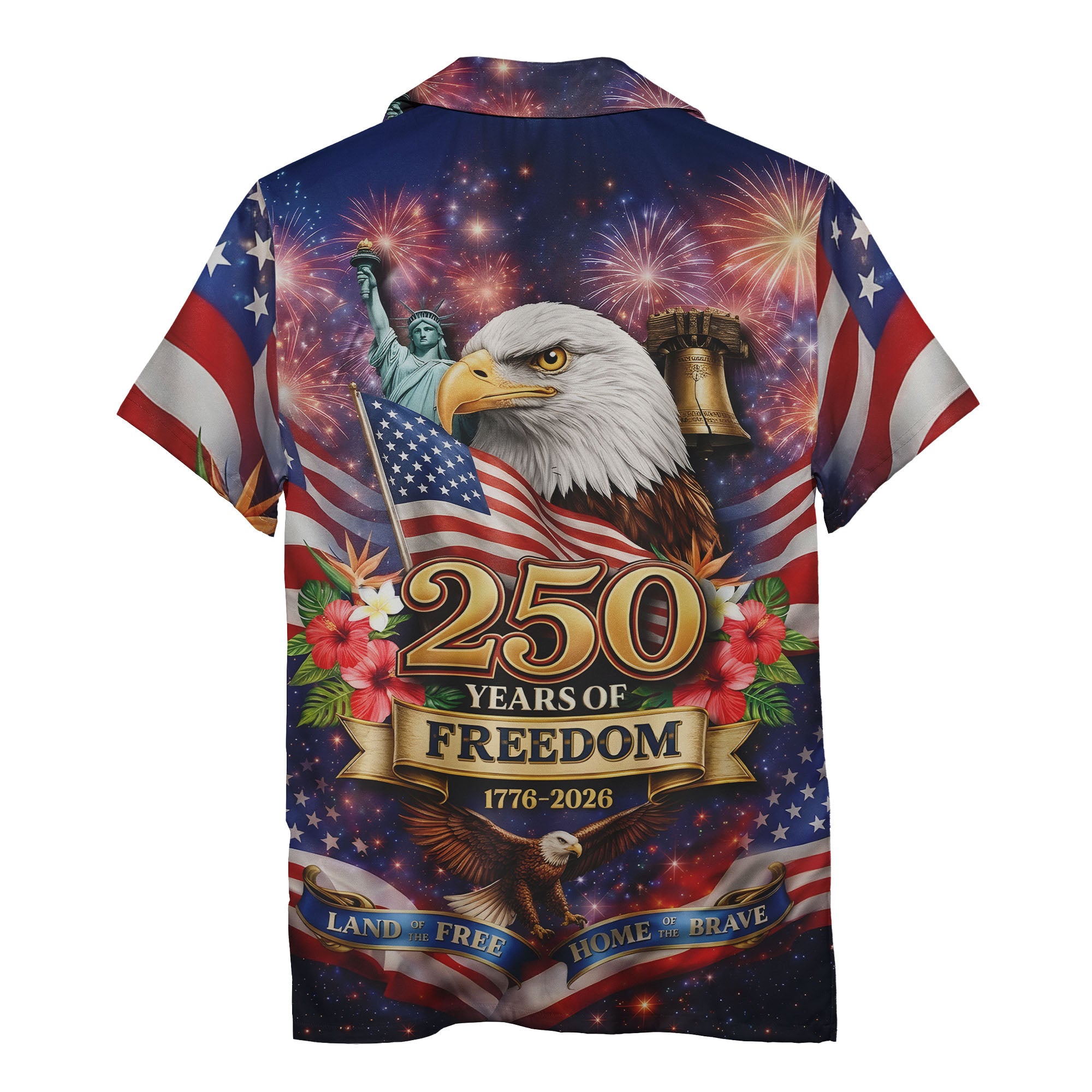 250 Years Of Freedom Stars & Stripes Aloha Shirt With Eagle & Liberty Hawaiian Shirt