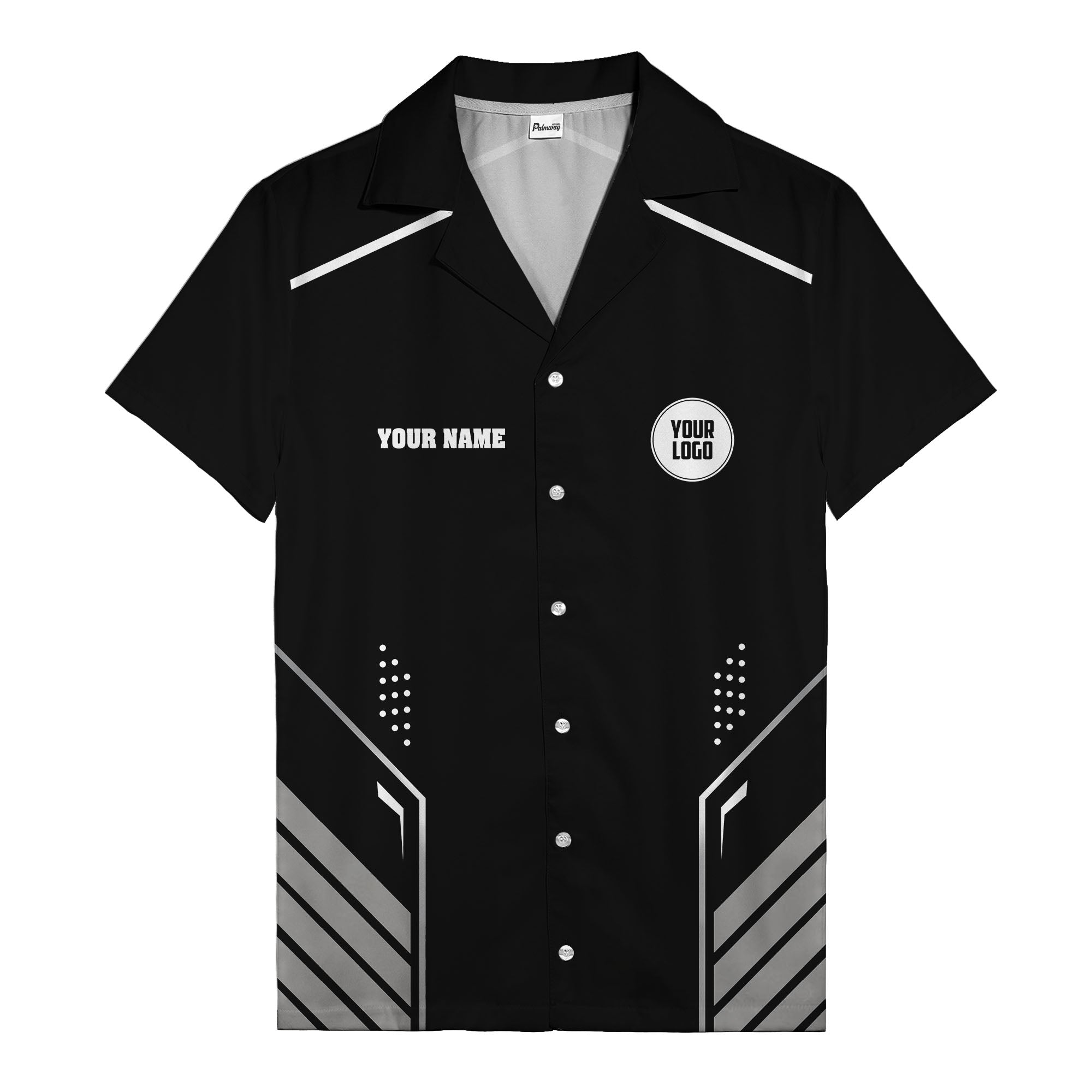 abstract black geometric dots & lines modern art hawaiian shirt for men