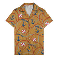 anchors lifebuoys chain link pattern nautical hawaiian shirt