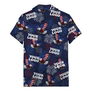 bald eagles fireworks american flag burst navy blue patriotic hawaiian shirt