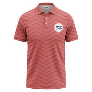 black chevron dot geometric pattern custom logo polo shirt for men