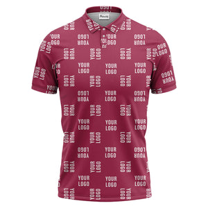 black repeat custom logo text pattern polo shirt for men