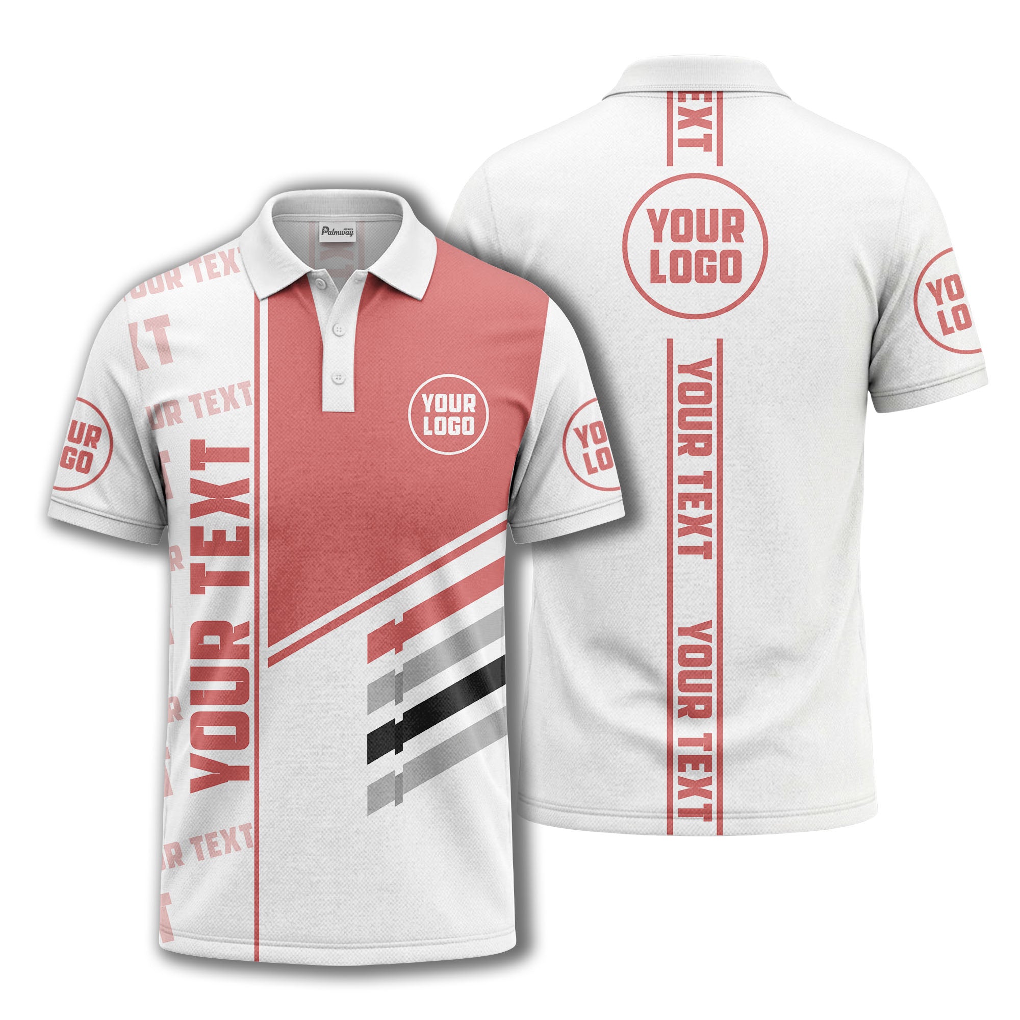 bold geometric stripes & custom text placeholder modern polo shirt