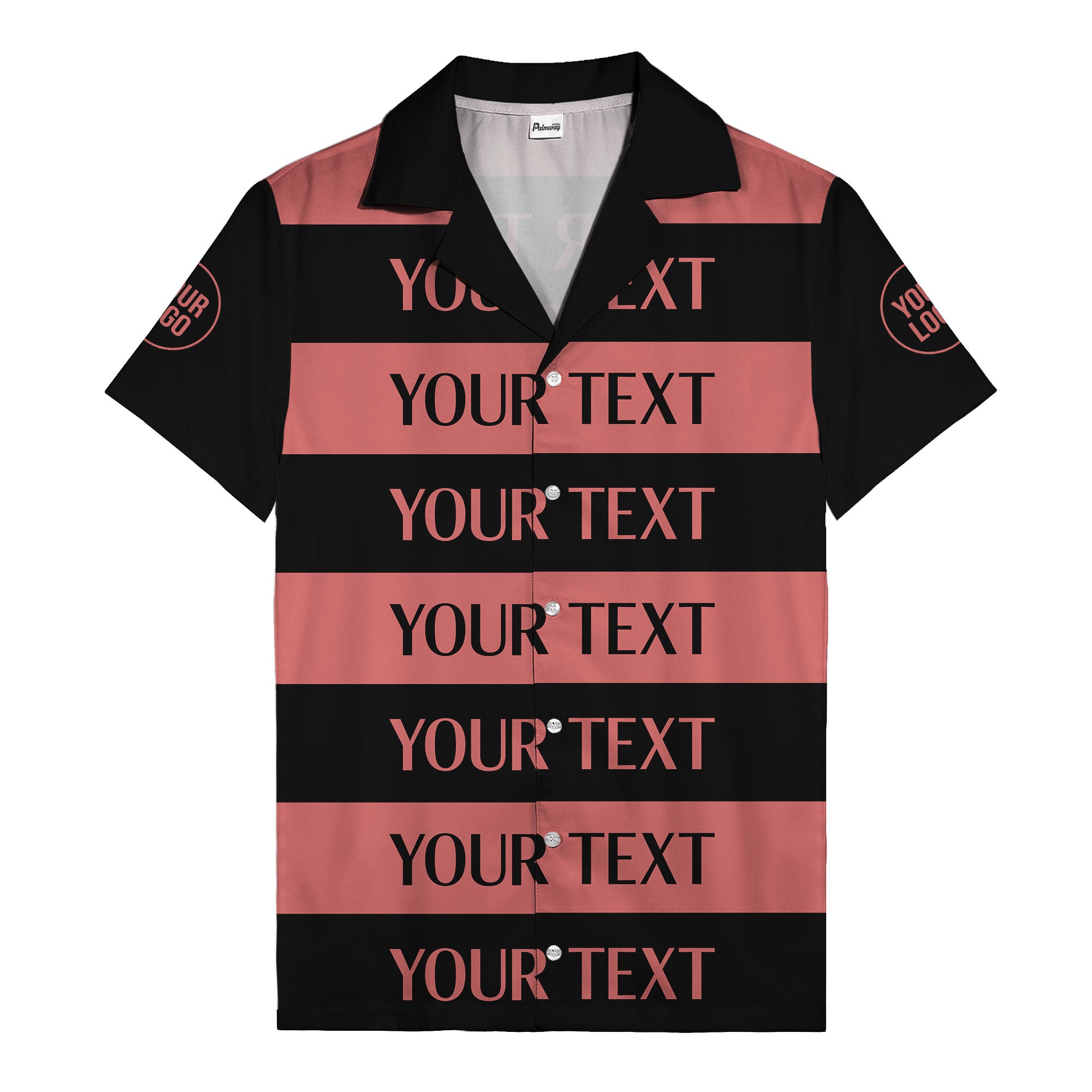 bold horizontal stripes customizable text hawaiian shirt for men