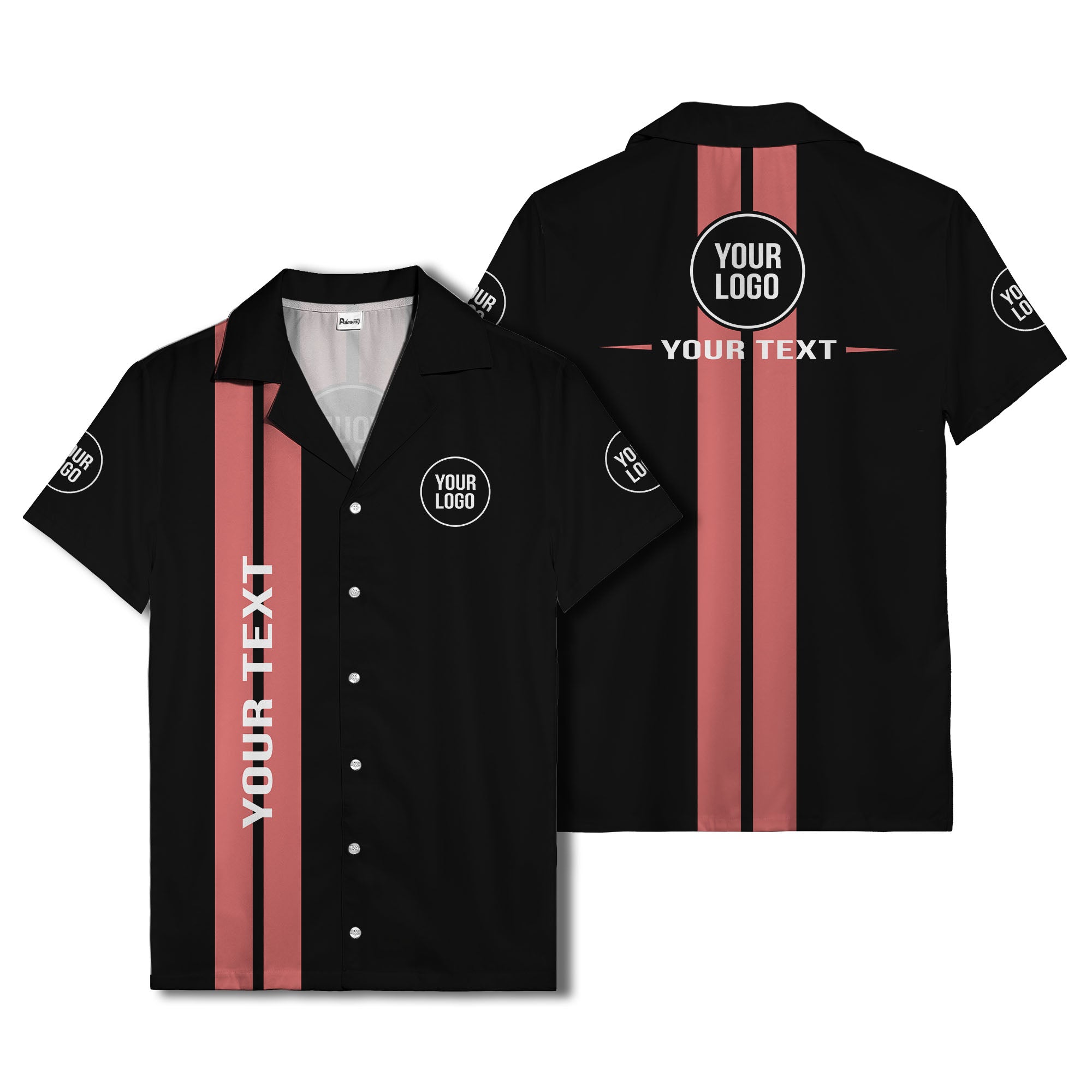 bold vertical stripe custom logo hawaiian shirt for men