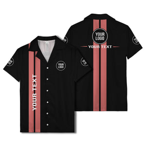 bold vertical stripe custom logo hawaiian shirt for men