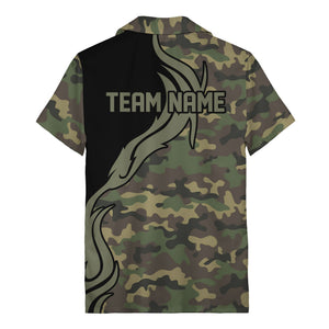 camouflage palm tree silhouette black panel hawaiian shirt