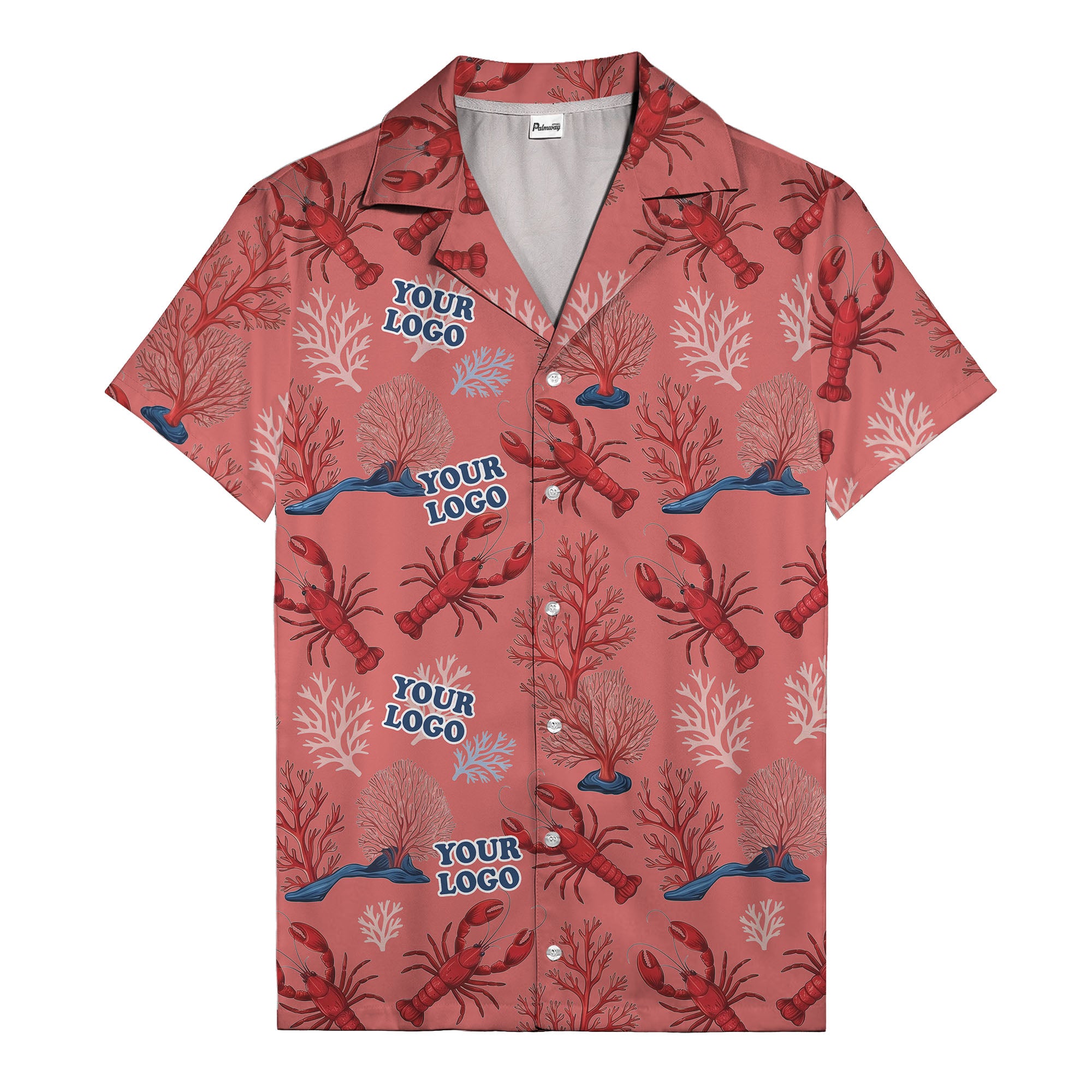 coral reef lobsters & watercolor logo repeat hawaiian shirt