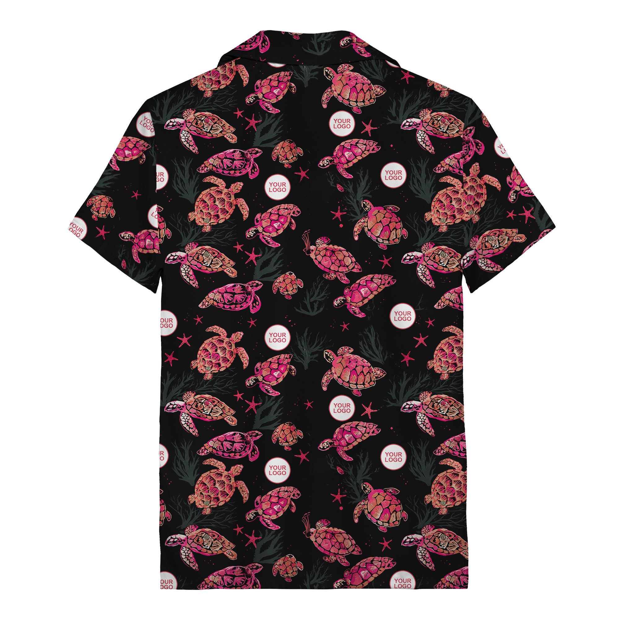 coral sea turtles & starfish watercolor hawaiian shirt for beach days