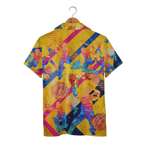 Cricket Hawaiian Shirt - Colorful Abstract Players Bats & Balls Sport Aloha Tee