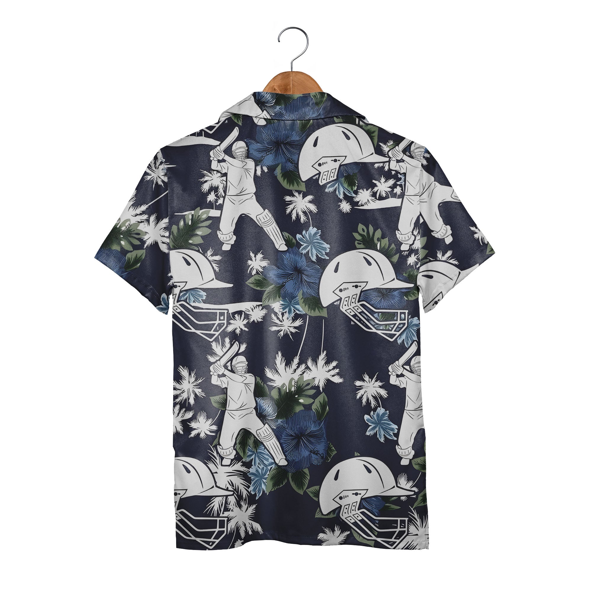Cricket Sport Hawaiian Shirt - Tropical Players Teal Palm Trees & Floral Design