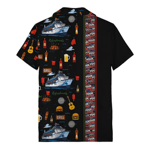 cruise ship grill & refreshments fun cartoon hawaiian shirt for men