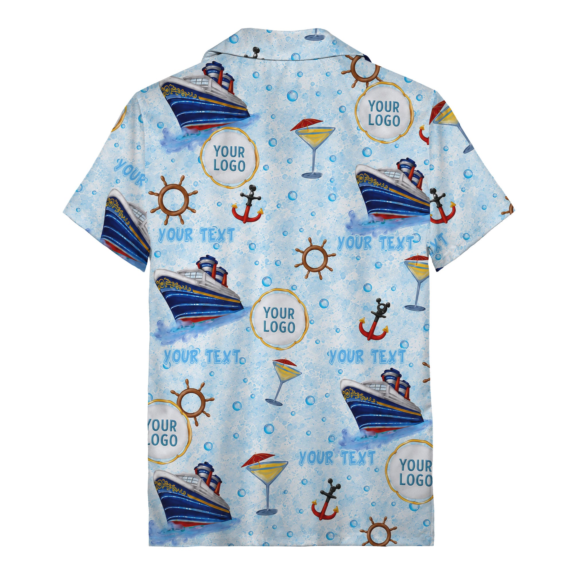 cruise ships & cocktail glasses fun cartoon hawaiian shirt for men