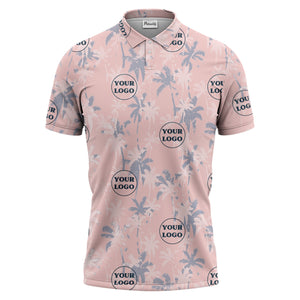 custom color tropical palm tree polo shirt | all-over illustrated print