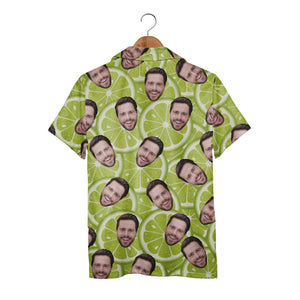 Custom Face Lime Slice Hawaiian Shirt - Funny Personalized Photo Party Novelty