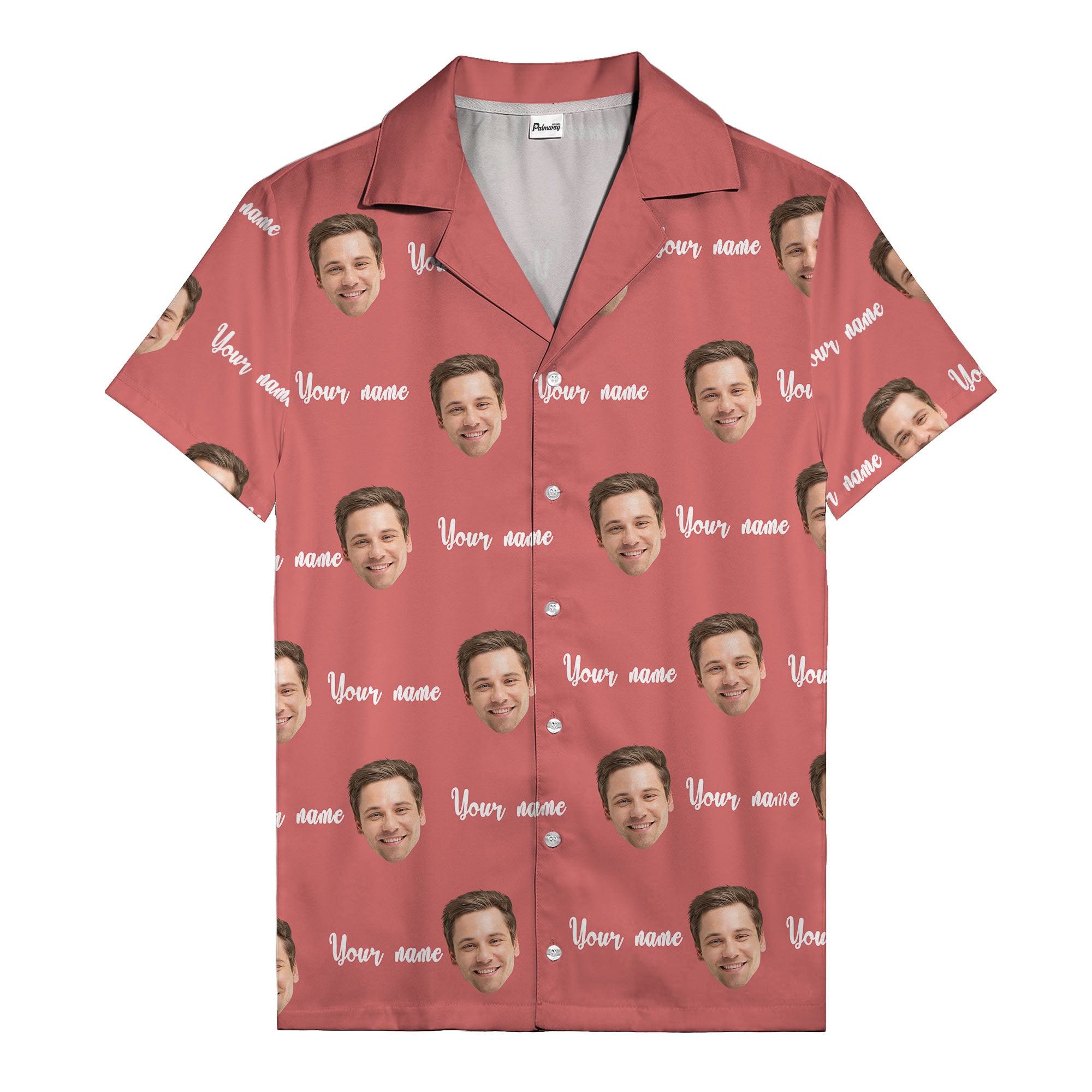 custom face portrait & personalized text repeat hawaiian shirt