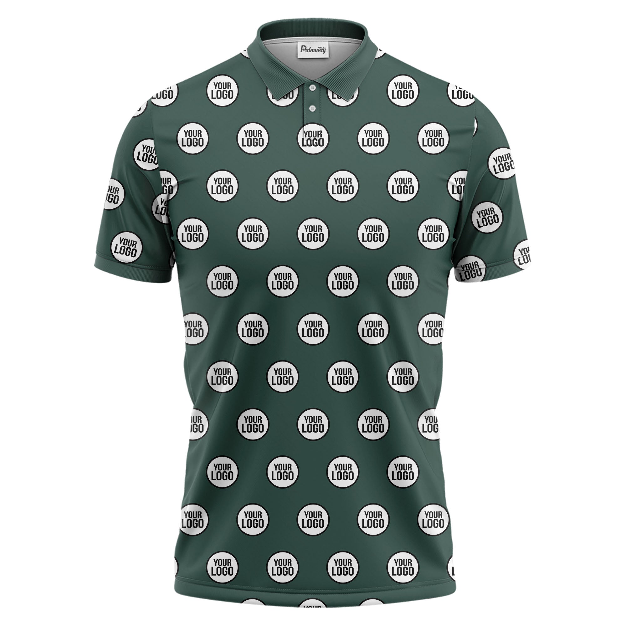 custom geometric circles logo polo shirt in red white black for men