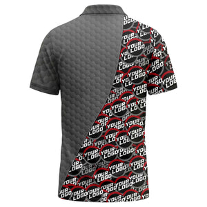 custom logo circles & hexagons grid polo shirt for men