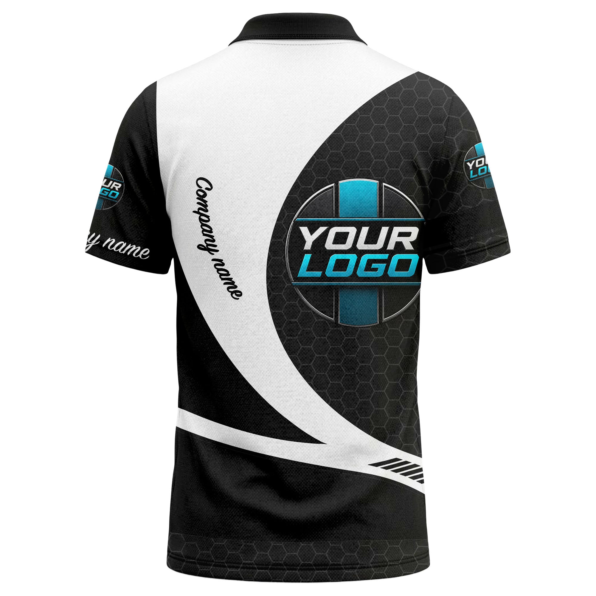 custom logo hexagon diagonal stripes polo shirt for men