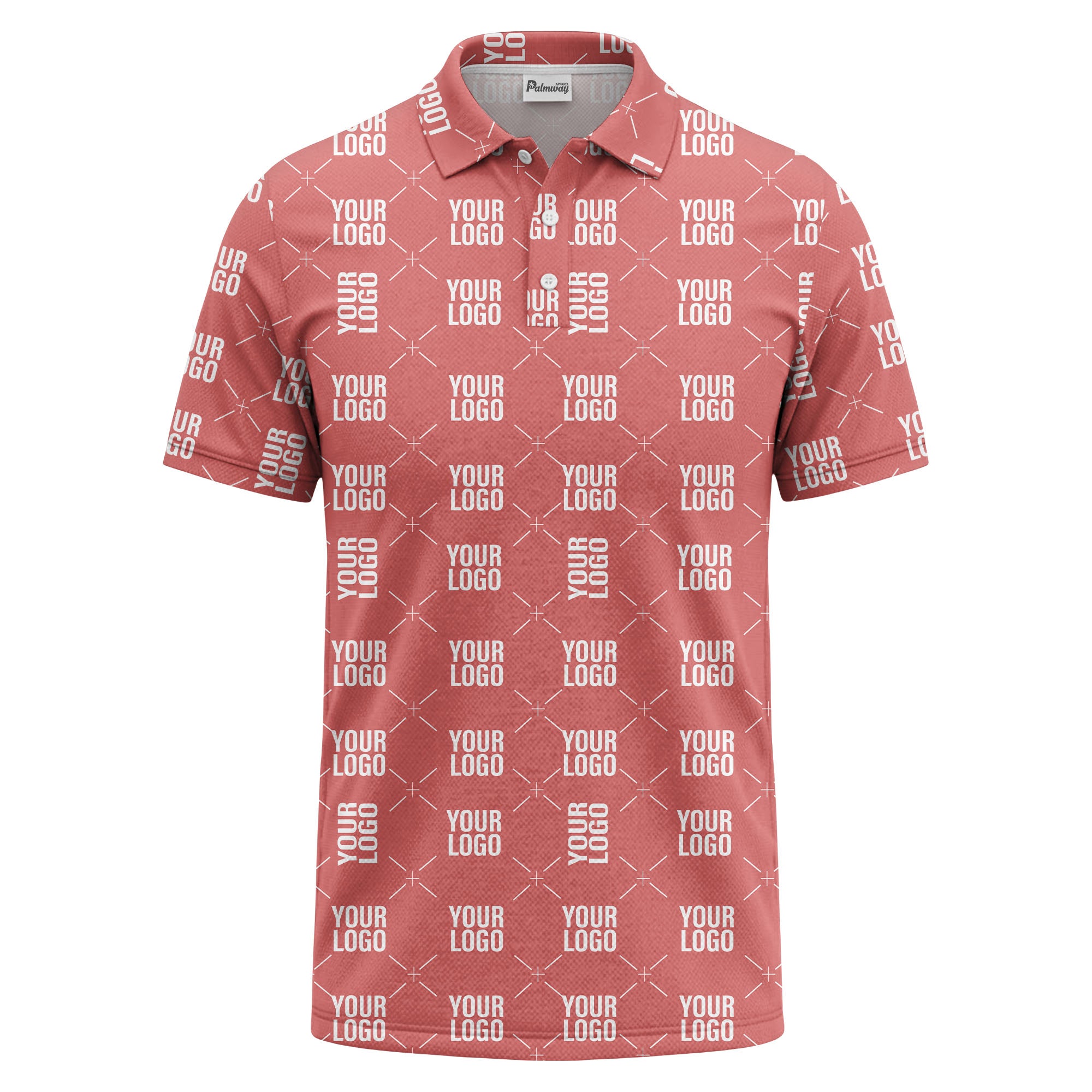 custom logo repeat diamond grid black white polo shirt