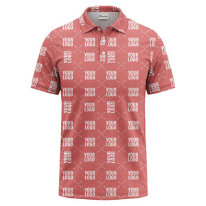 custom logo repeat diamond grid black white polo shirt