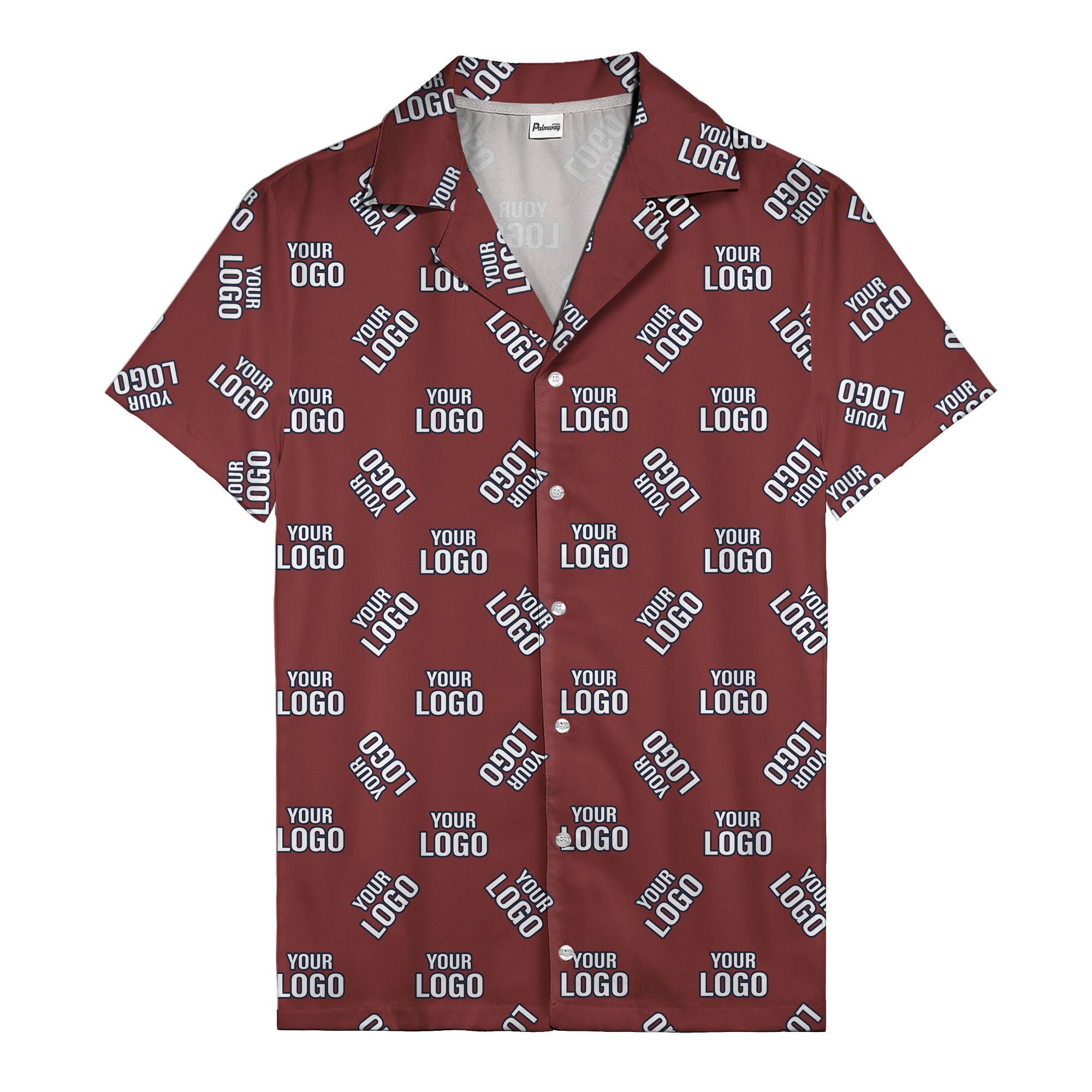 custom logo repeat navy white illustrated hawaiian shirt for personalized style