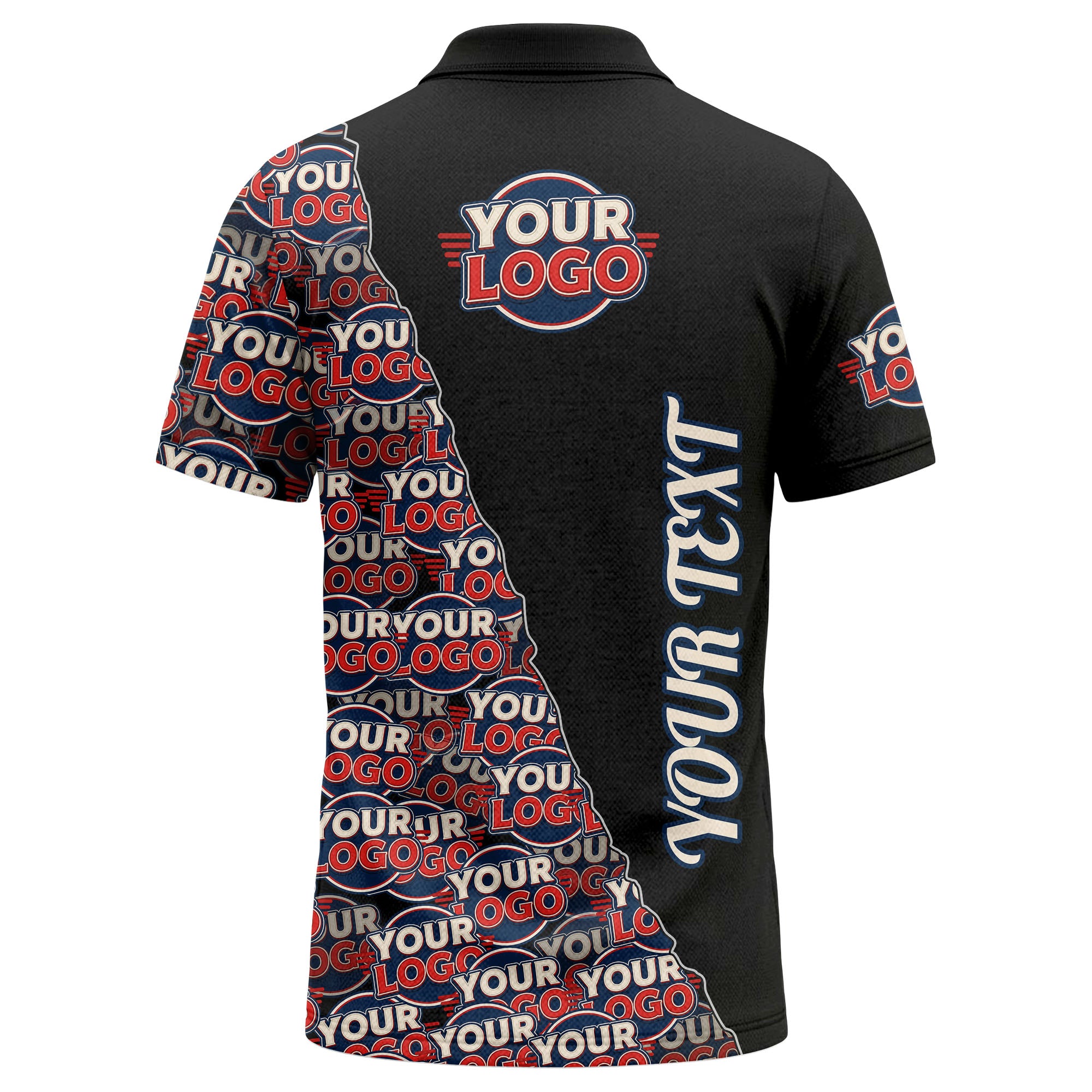 custom logo repeat vertical text pattern personalized polo shirt