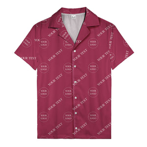 custom logo & text repeat black hawaiian shirt for personalized branding