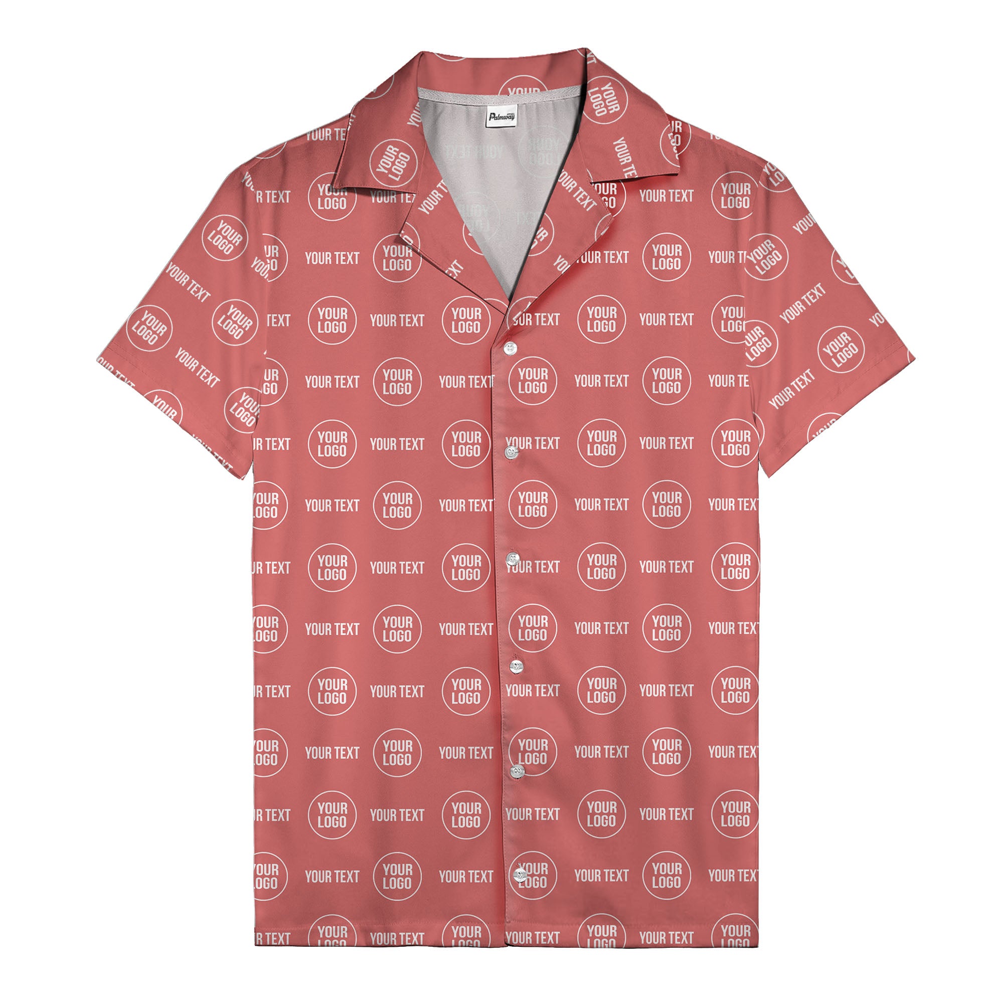 custom logo & text repeat pattern black hawaiian shirt for men