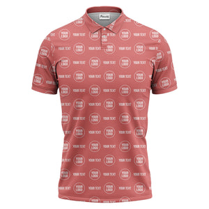 custom logo & text repeat pattern black polo shirt for men